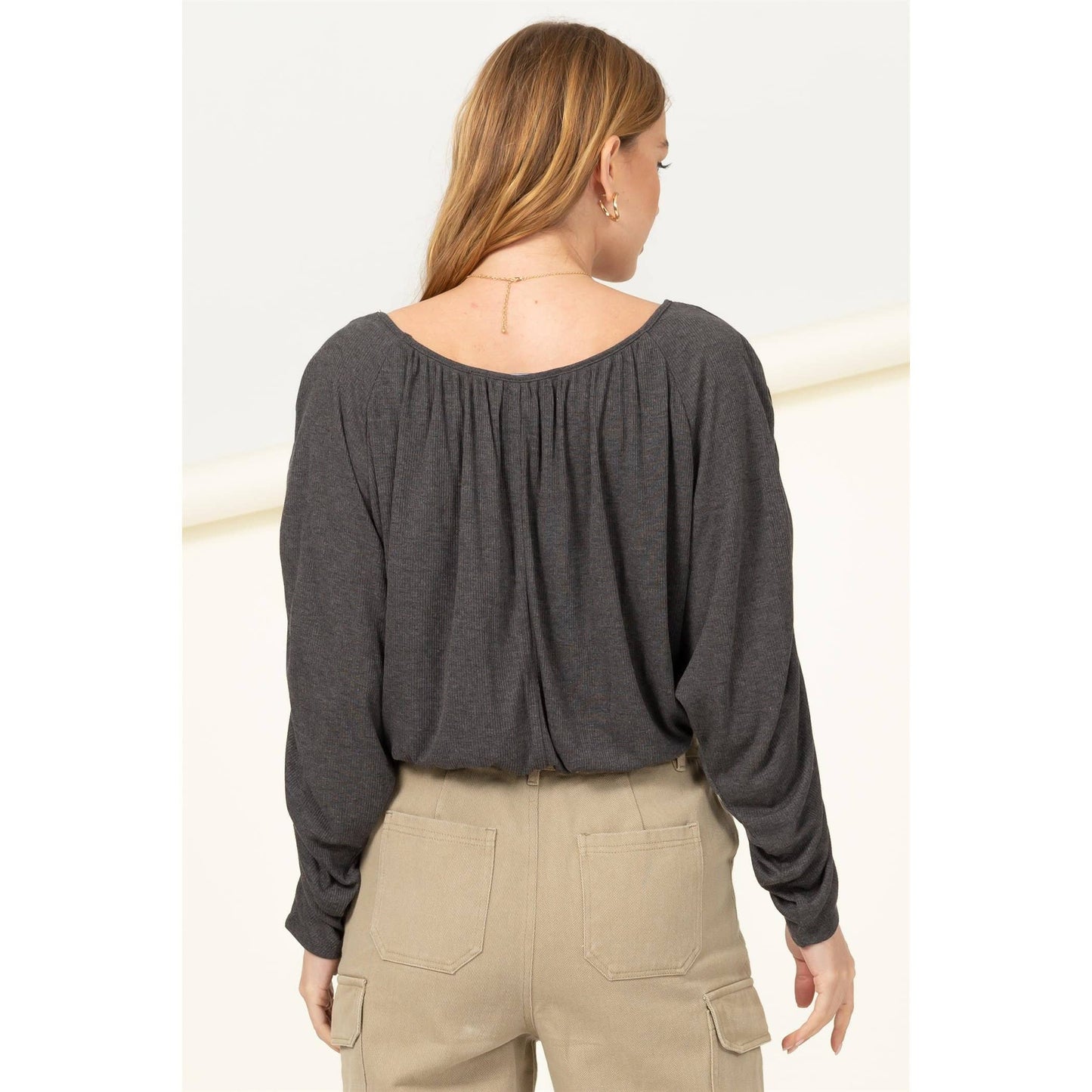 Boat Neck Dolman Blouse