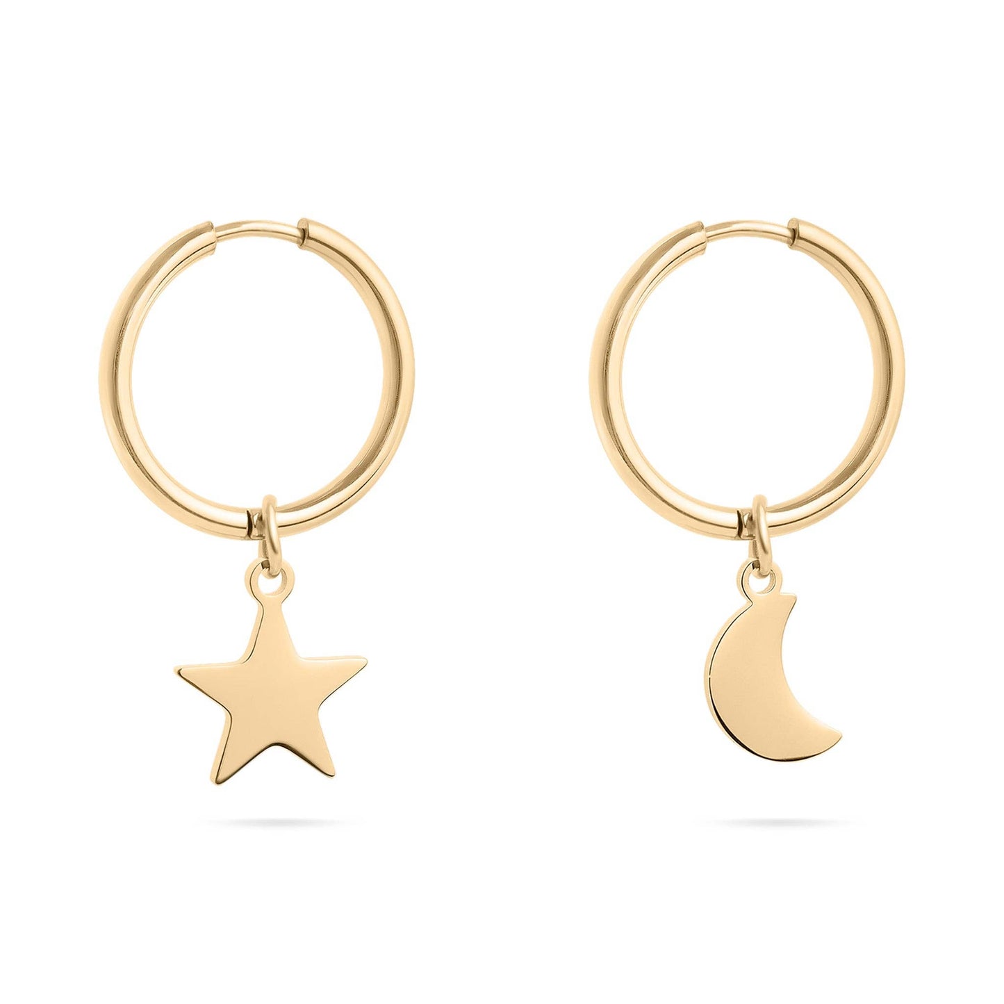 18K Gold Star & Moon Earrings