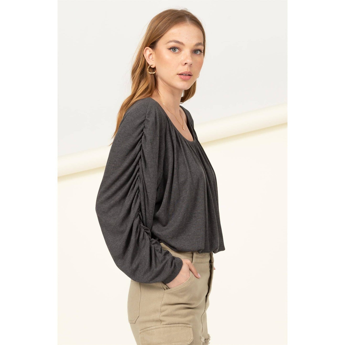 Boat Neck Dolman Blouse