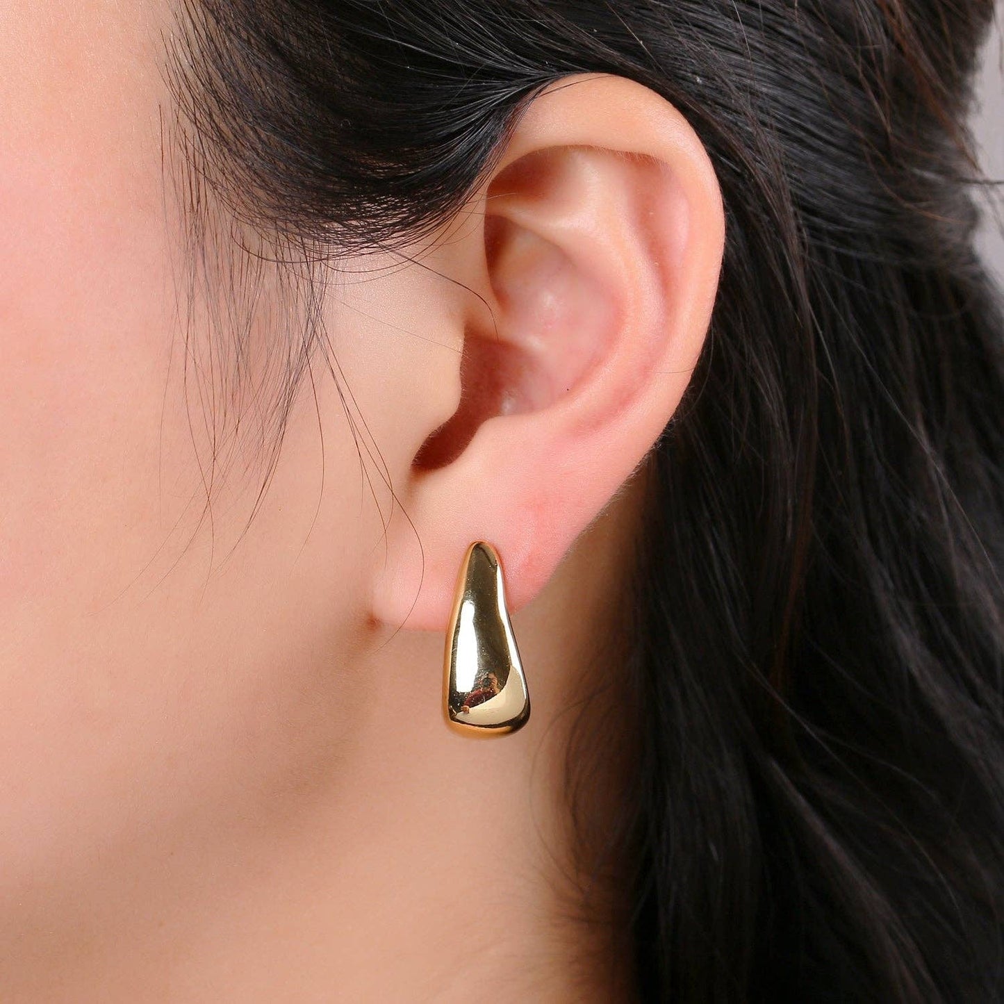 14k Gold Filled Thick Chunky  L Shaped gold hoops Earrings