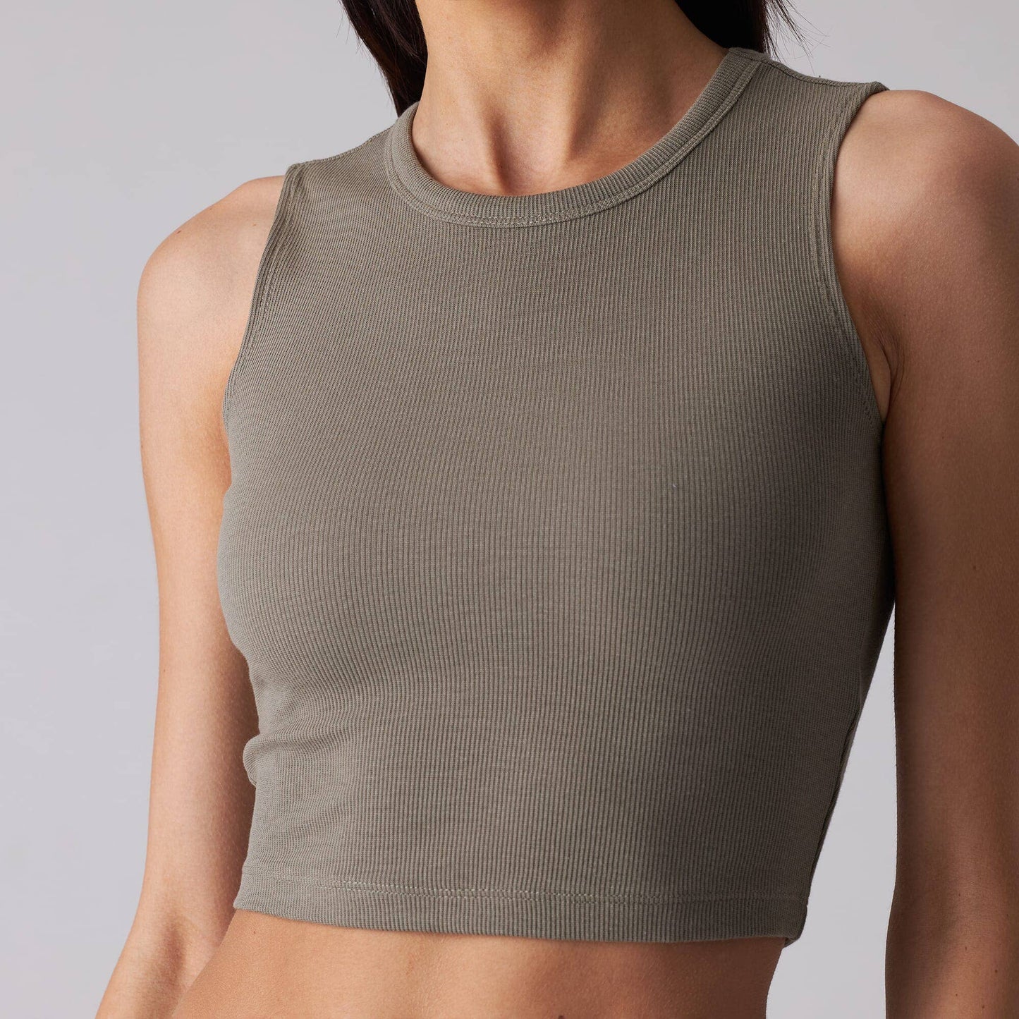 WOMENS RIB FITTED CROP TANK