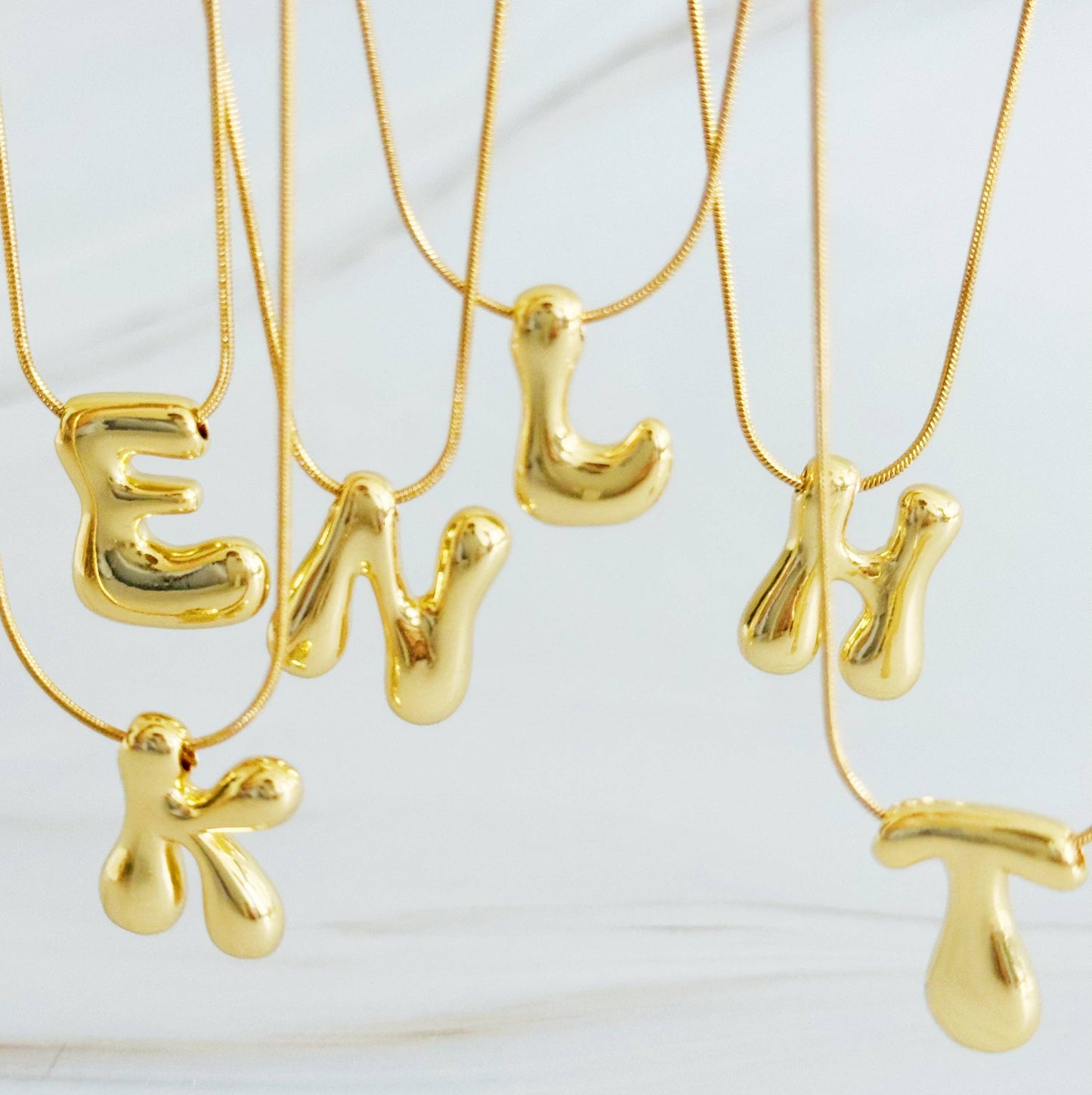 Balloon Letter Initial Necklace: Silver / S