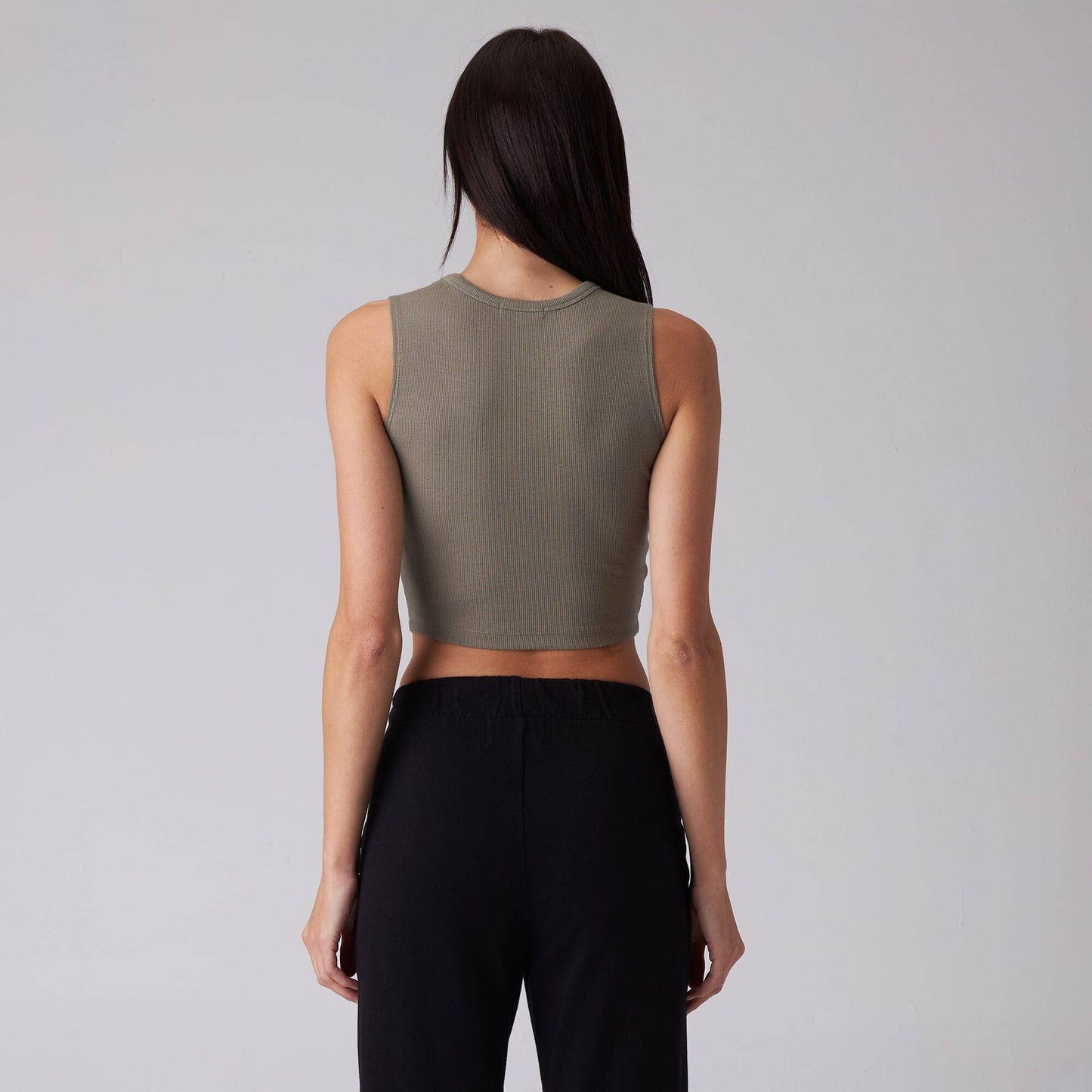 WOMENS RIB FITTED CROP TANK