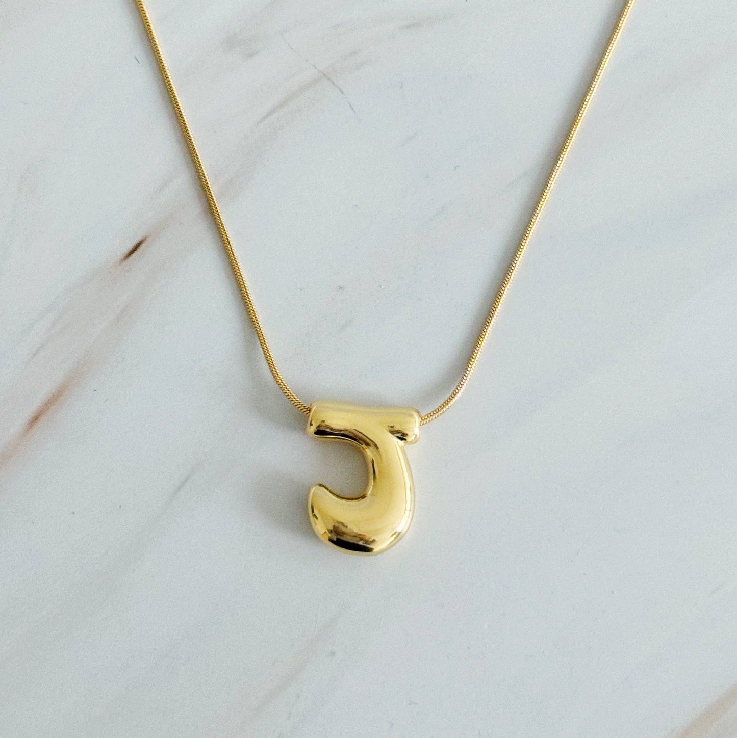 Balloon Letter Initial Necklace: Silver / S