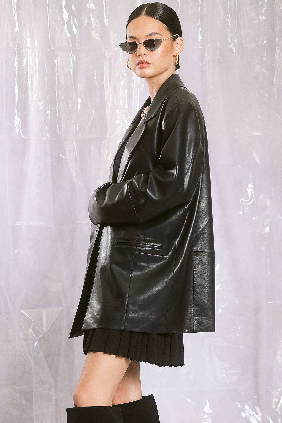 Oversized Faux Leather Blazer