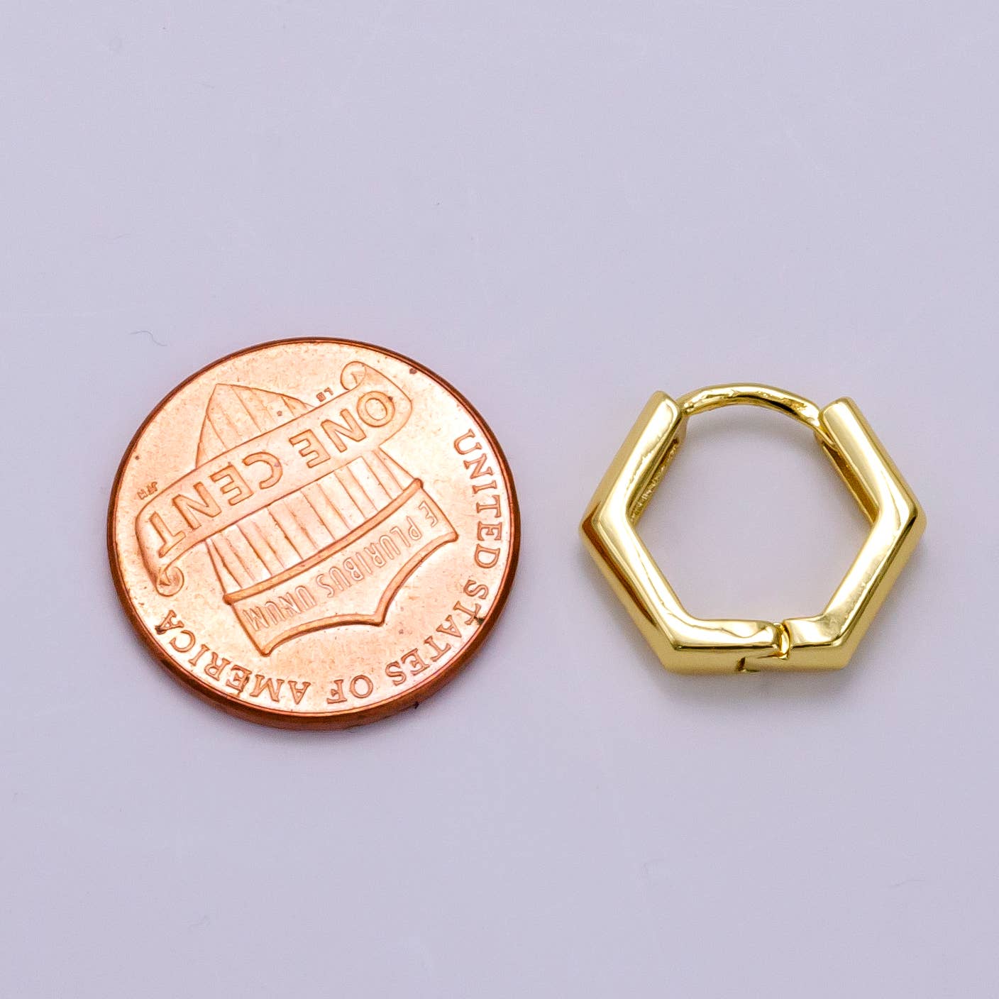 24K Gold Filled Hexagon Huggie Hoop Earrings