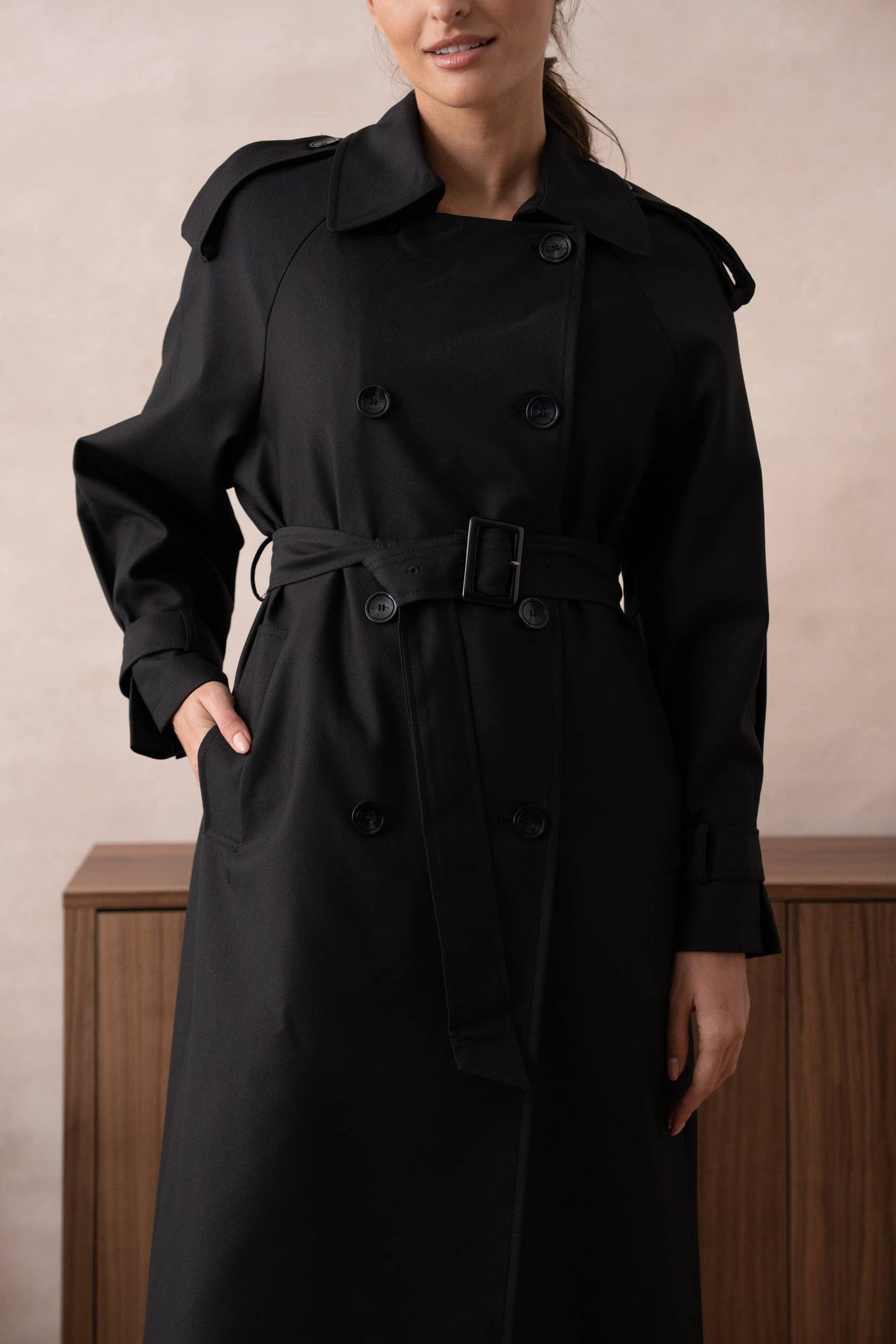 Long Trench Coat with Belt