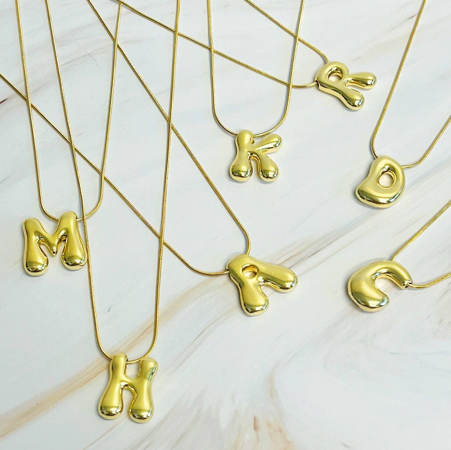 Balloon Letter Initial Necklace: Silver / S