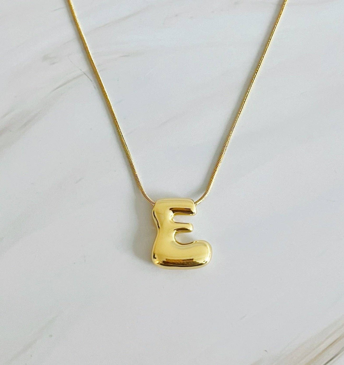 Balloon Letter Initial Necklace: Silver / S