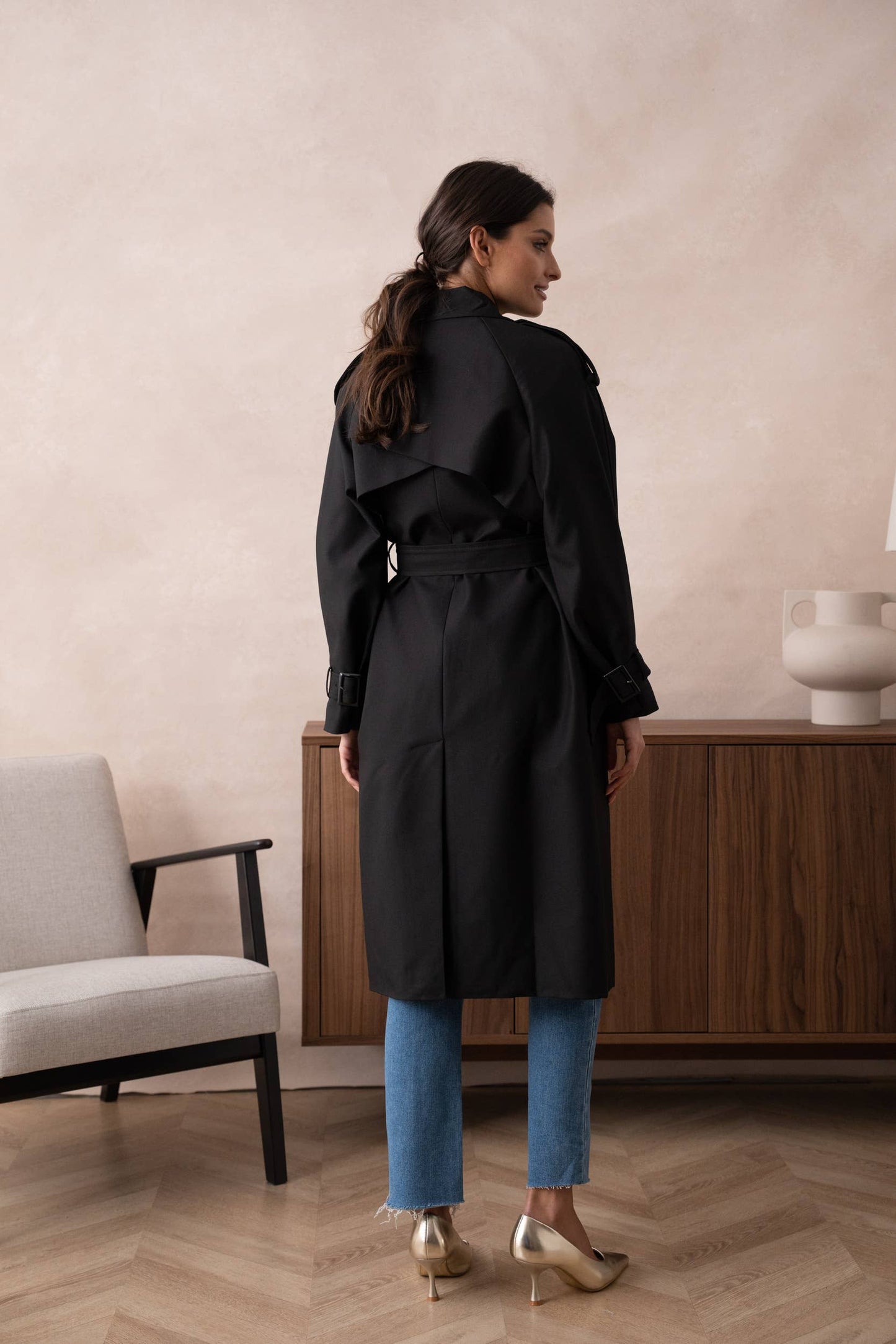 Long Trench Coat with Belt