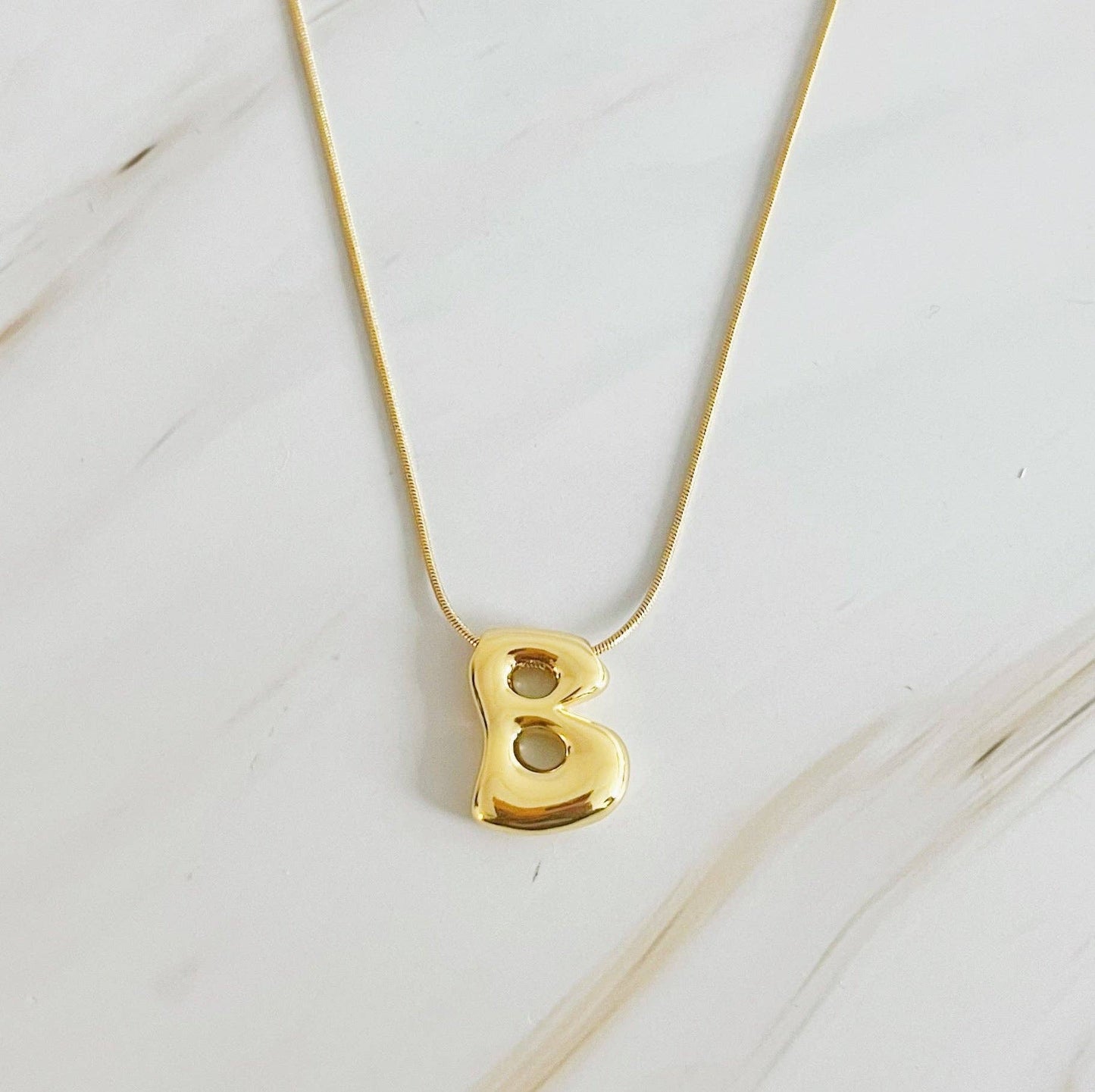 Balloon Letter Initial Necklace: Silver / S