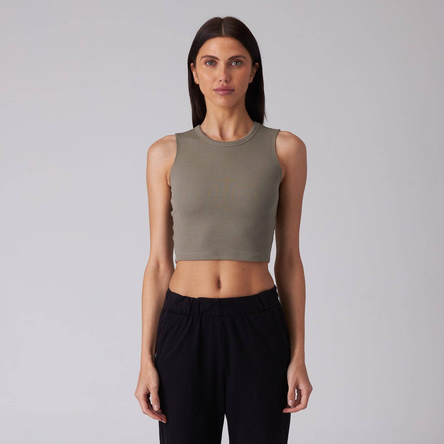 WOMENS RIB FITTED CROP TANK