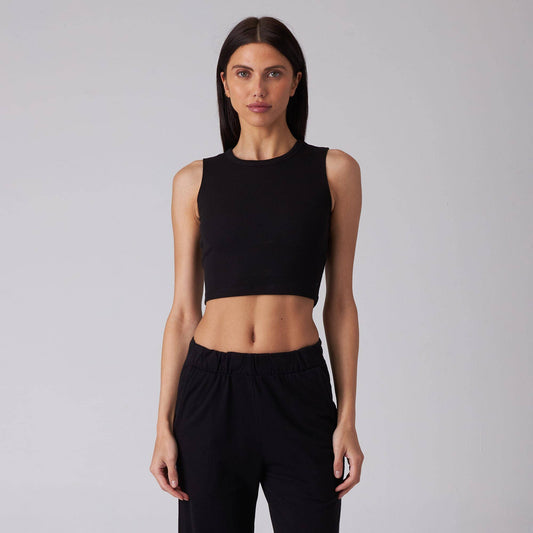 WOMENS RIB FITTED CROP TANK