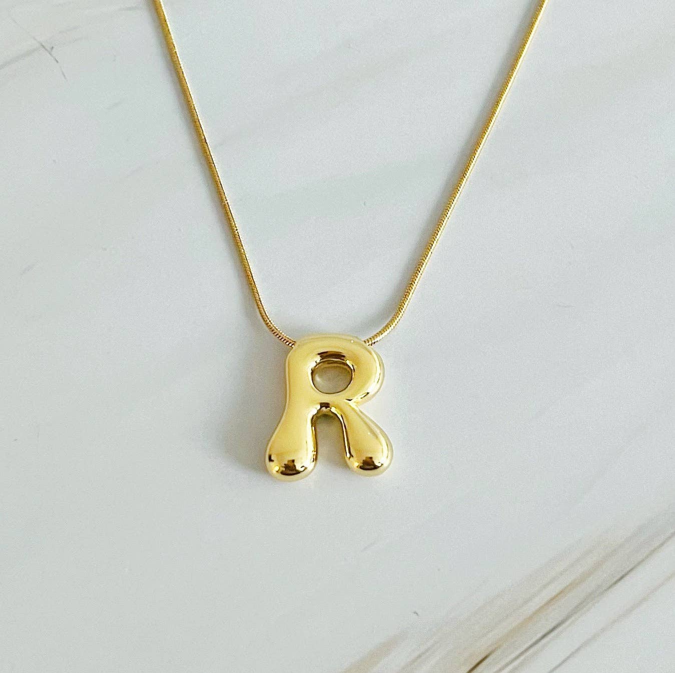 Balloon Letter Initial Necklace: Silver / S