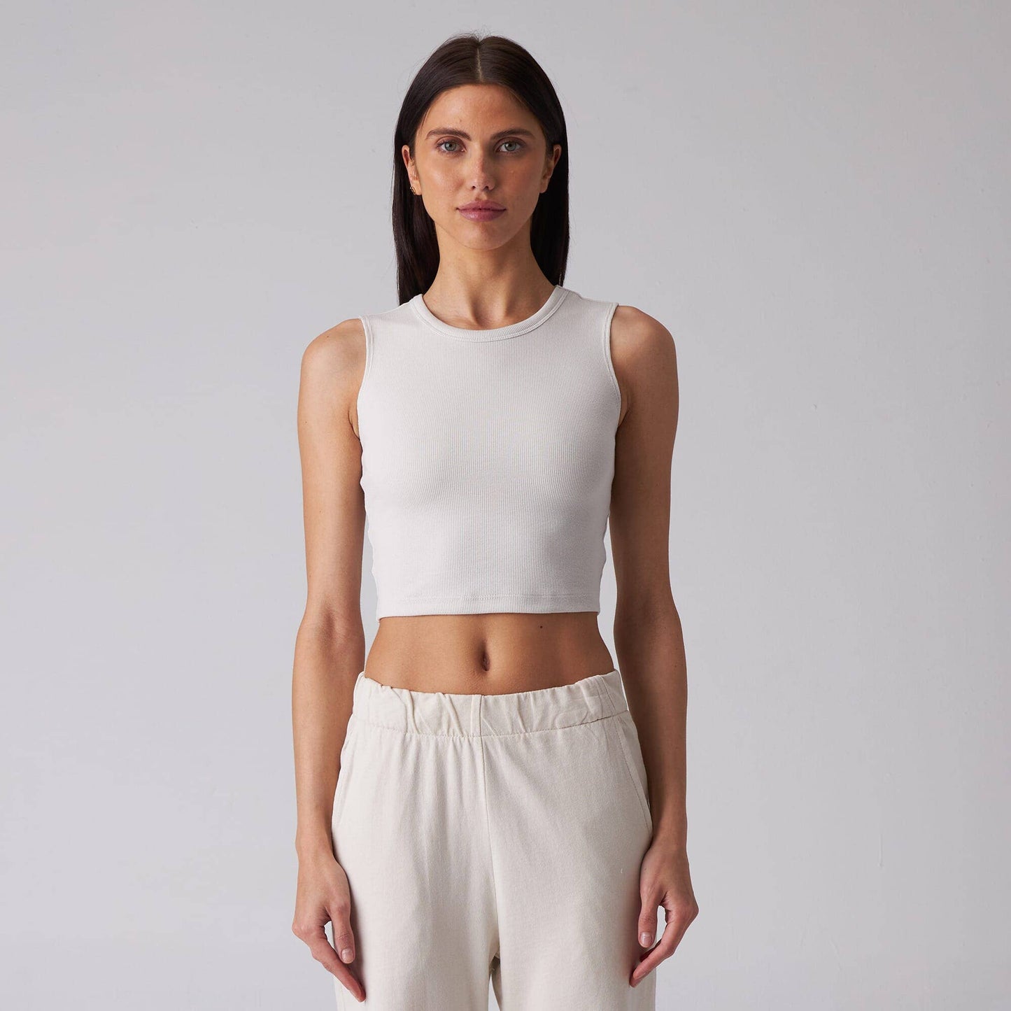 WOMENS RIB FITTED CROP TANK