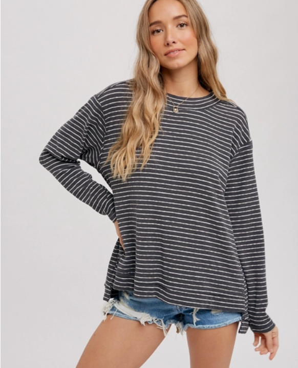 Crew Neck Slouchy Striped