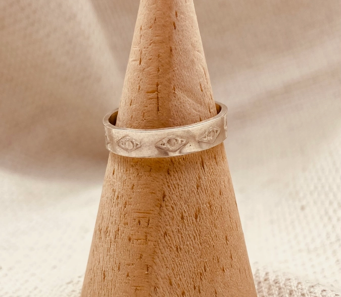 Stamped Stacked Eye Ring