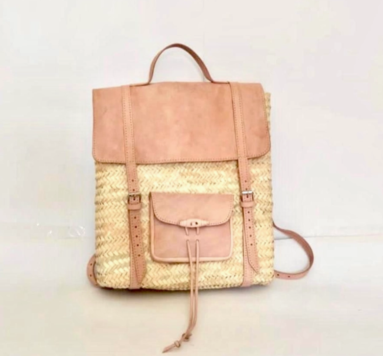 Moroccan Woven & Leather Backpack