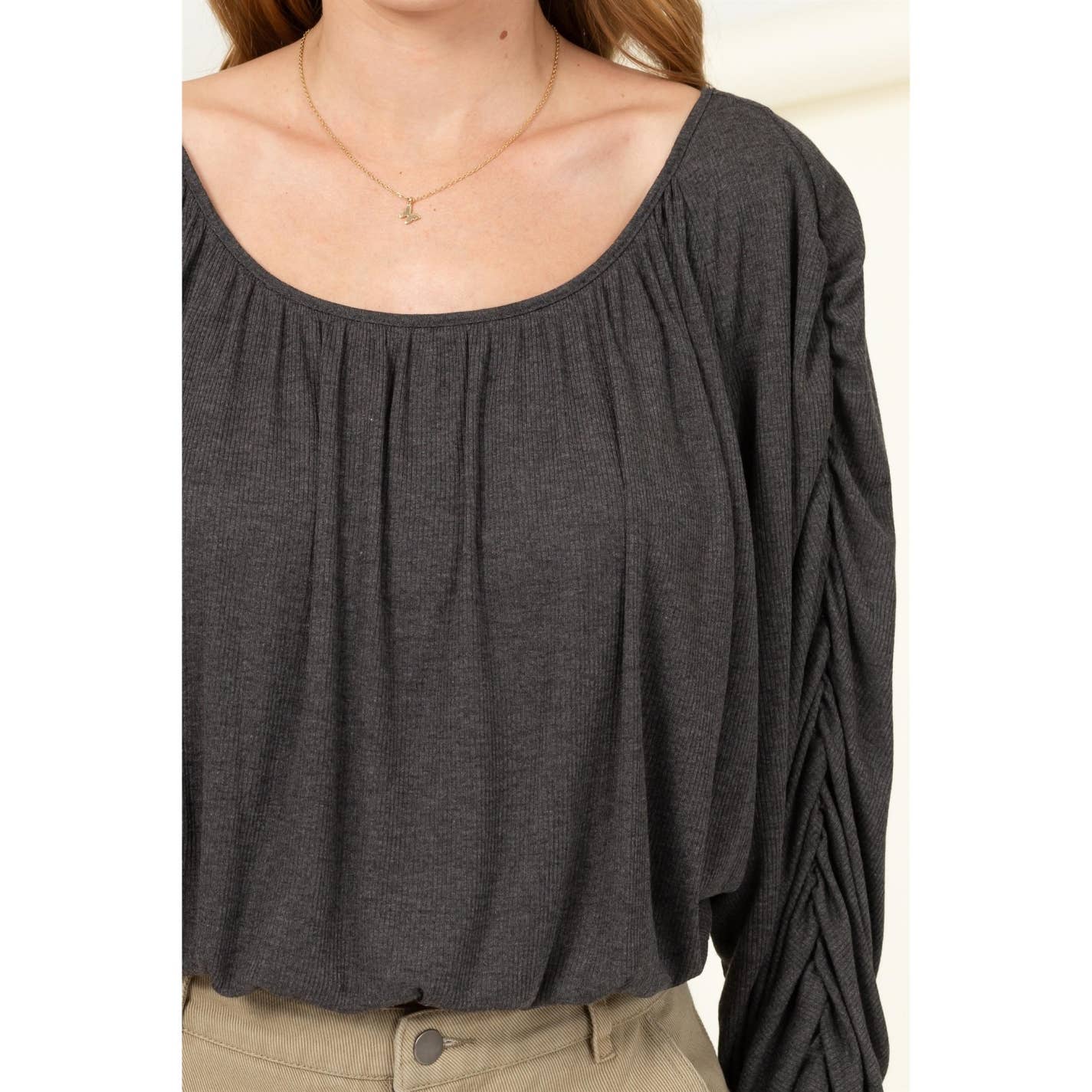 Boat Neck Dolman Blouse