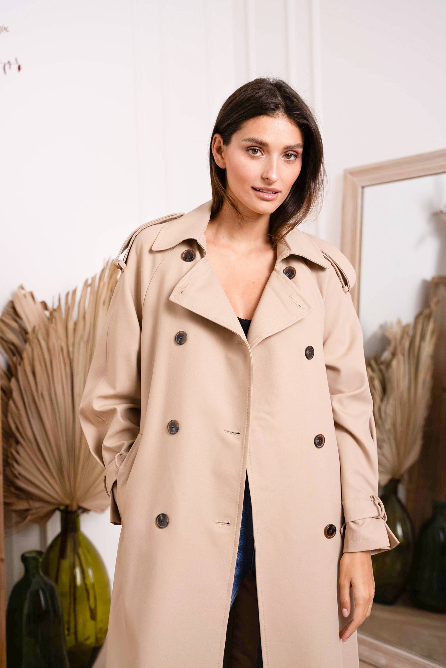 Long Trench Coat with Belt