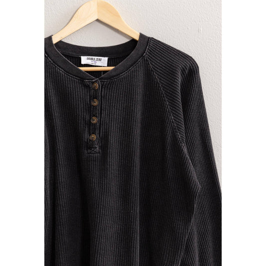 HENLEY WAFFLE RAGLAN TOP