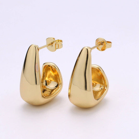 14k Gold Filled Thick Chunky  L Shaped gold hoops Earrings