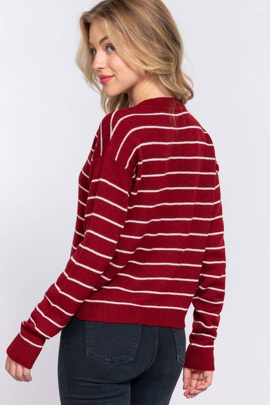 Buttoned Stripe Sweater