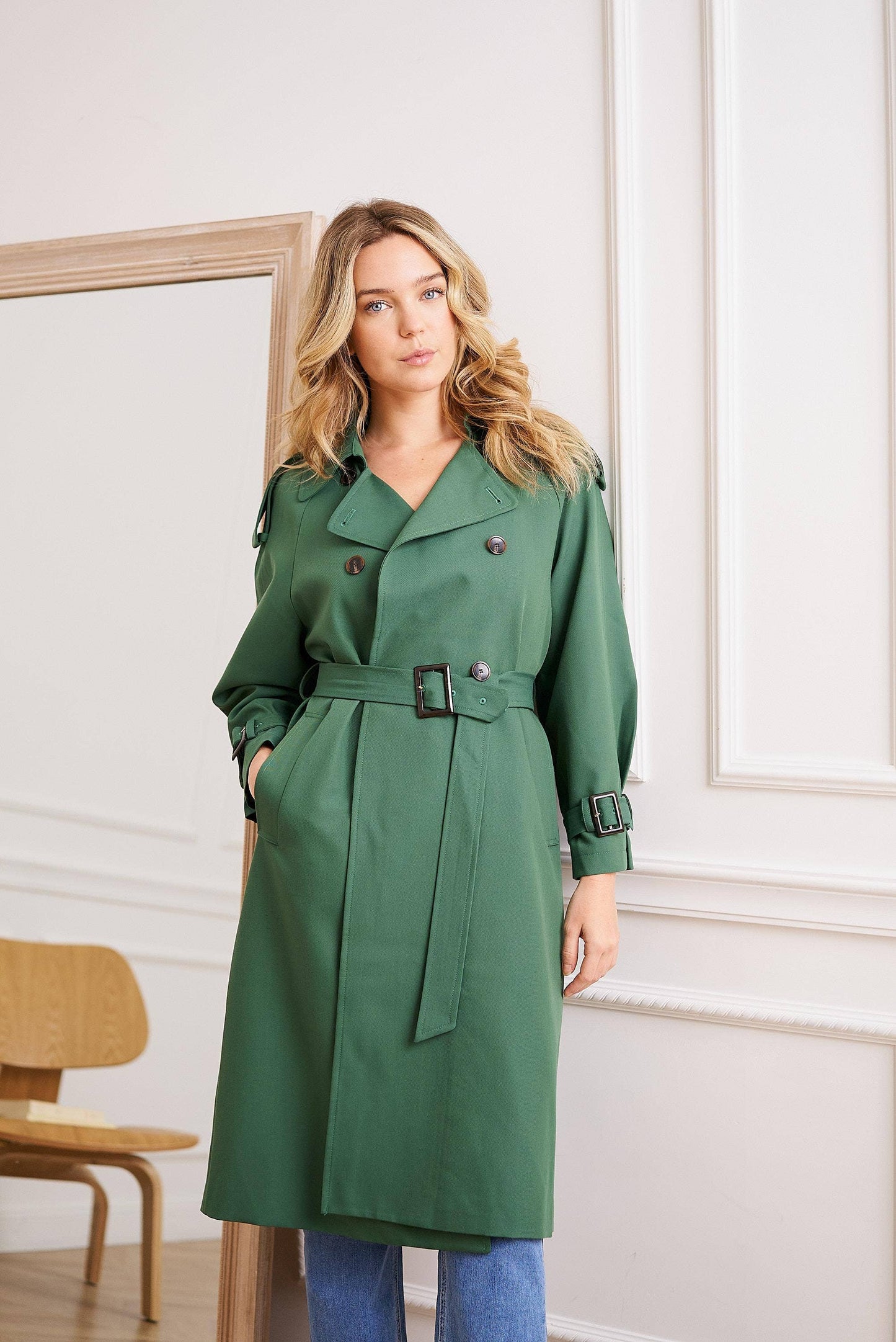 Long Trench Coat with Belt