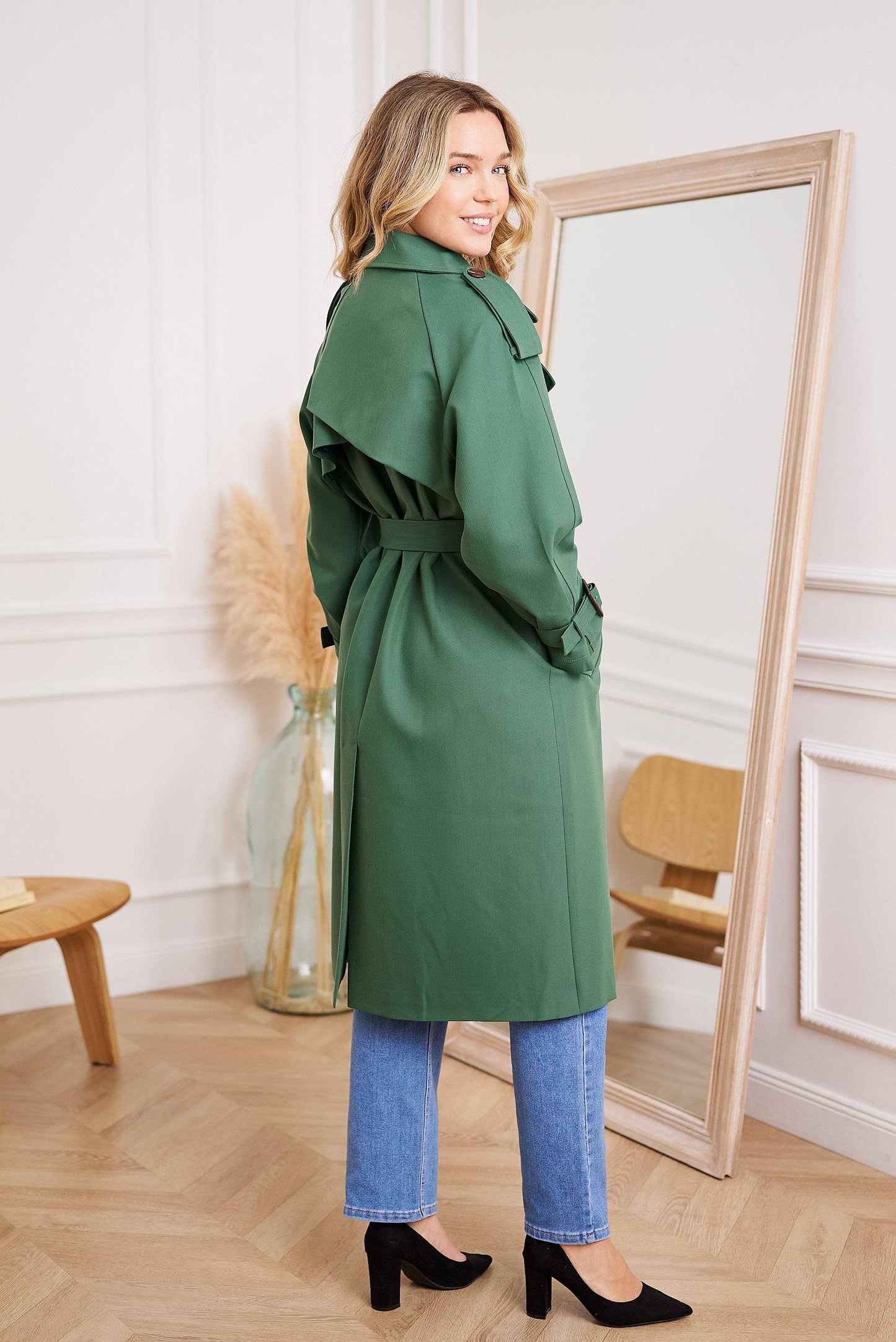 Long Trench Coat with Belt