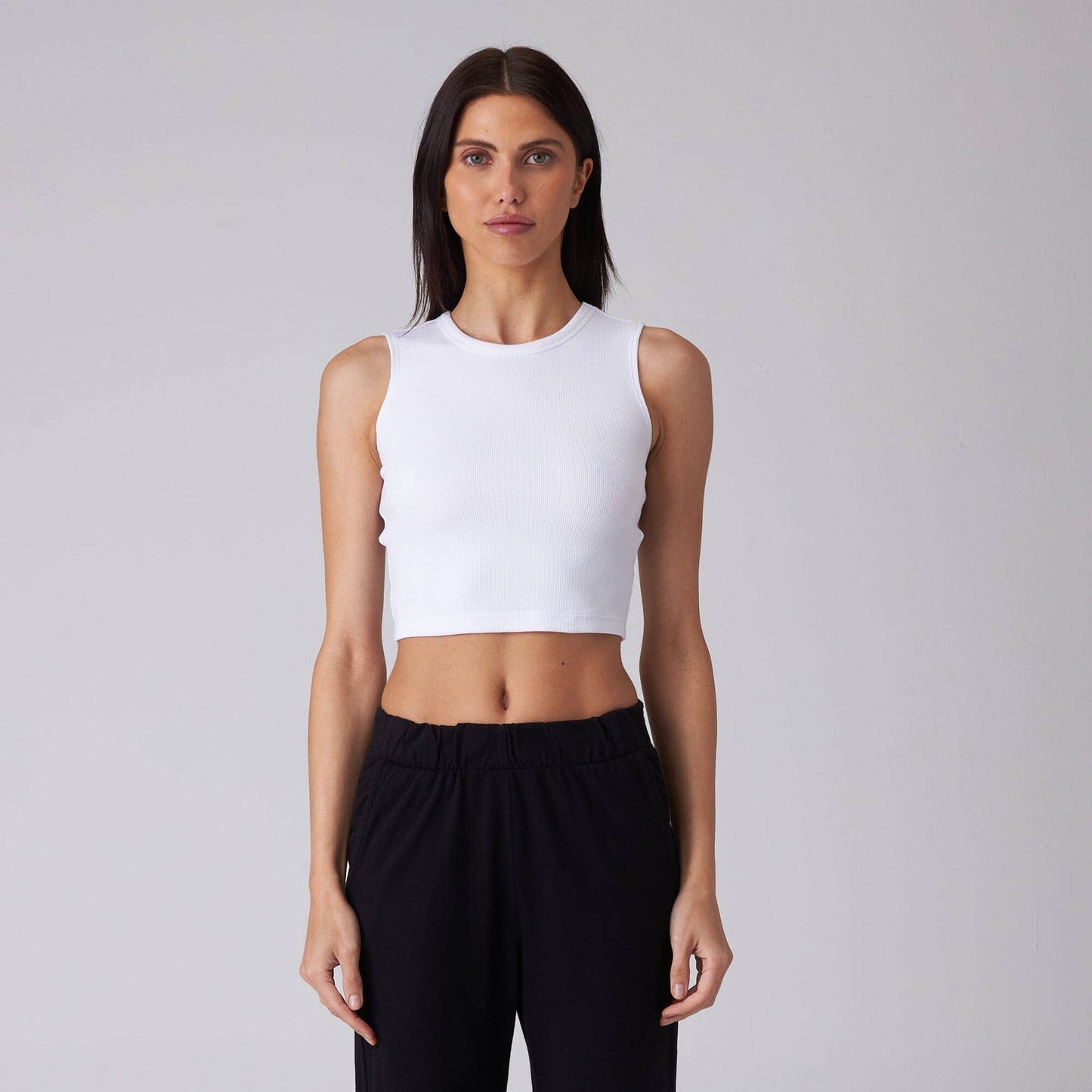 WOMENS RIB FITTED CROP TANK