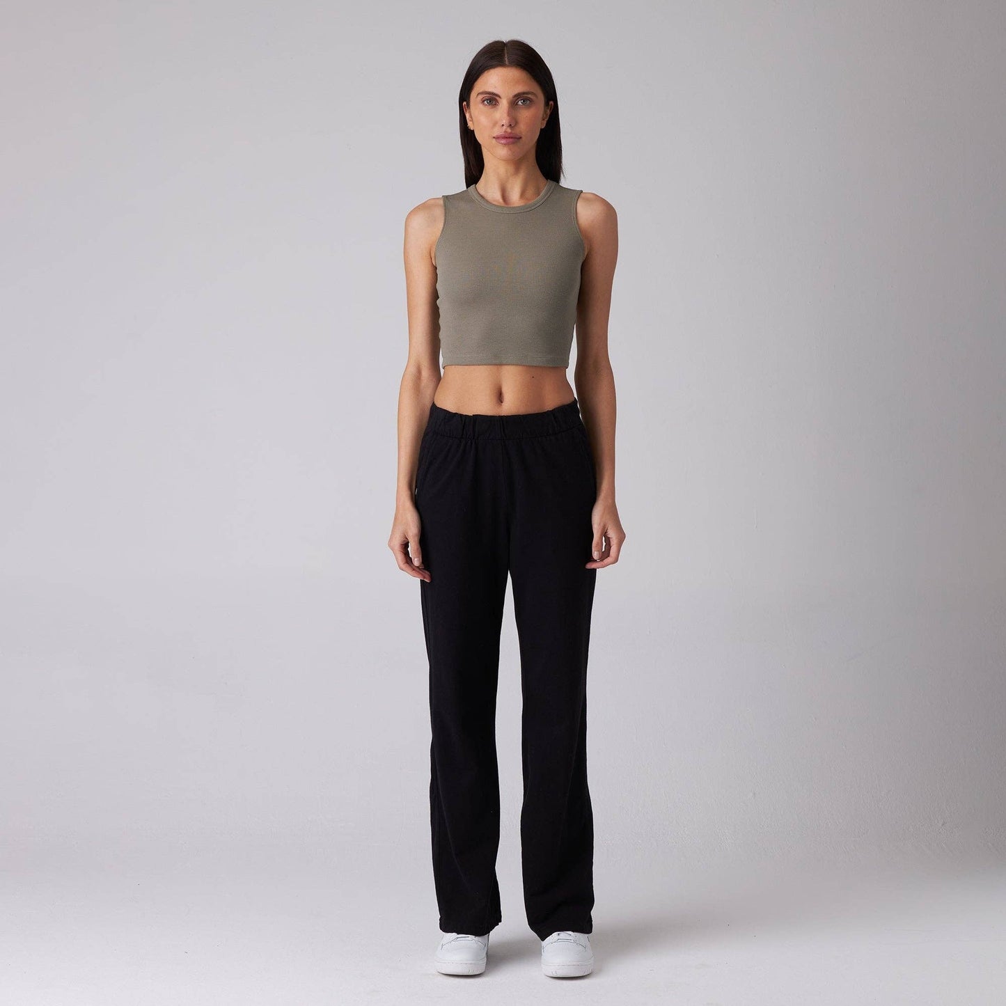 WOMENS RIB FITTED CROP TANK