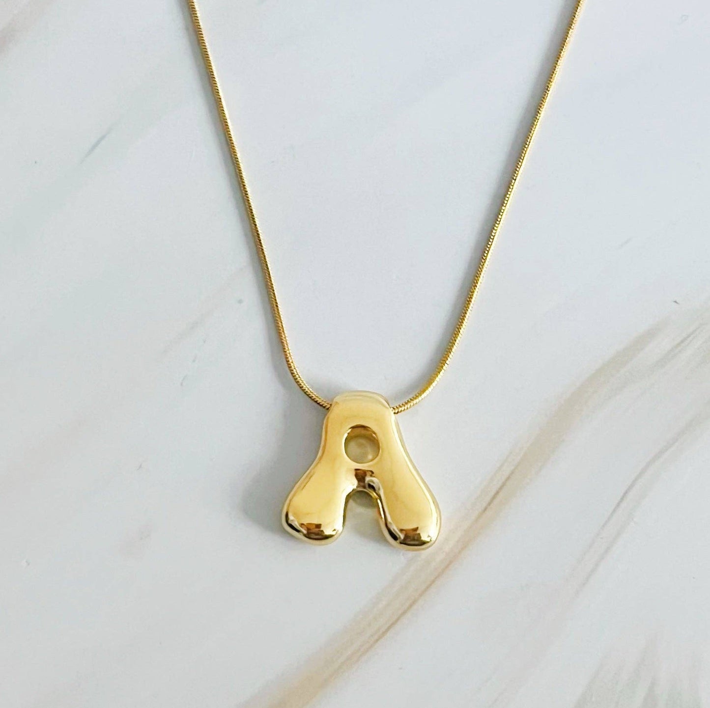 Balloon Letter Initial Necklace: Silver / S