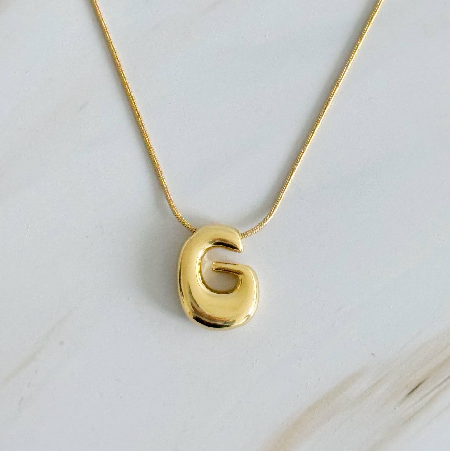 Balloon Letter Initial Necklace: Silver / S