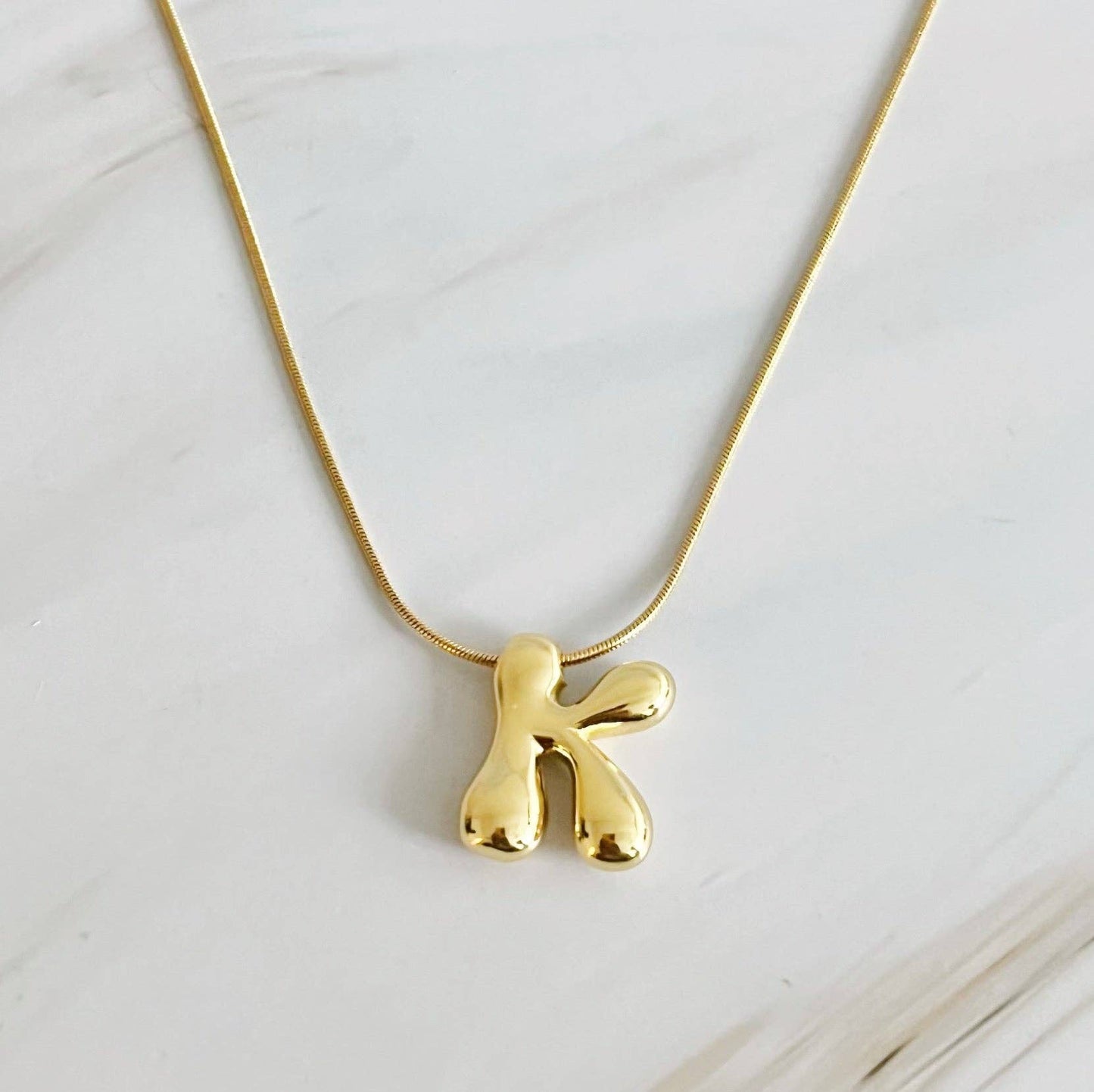 Balloon Letter Initial Necklace: Silver / S